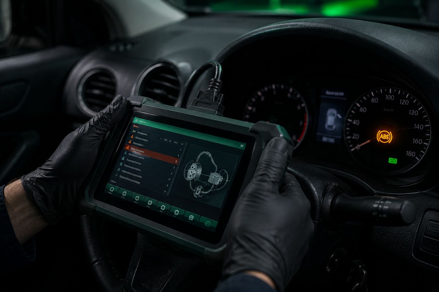 ABS warning light diagnosis with scan tool